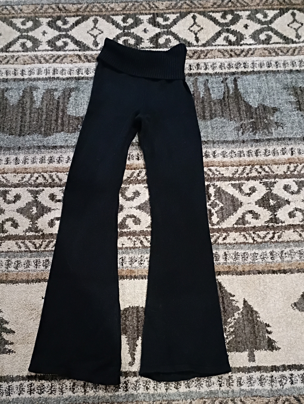 Forever 21 Black High-Waist Flare Knit Pants